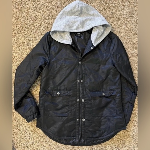 Jackets & Blazers - Jacket Art Class Black Asymmetrical Snap Hoodie Jacket Size small NWOT